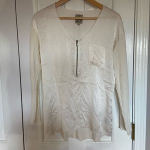 GO by GO SILK 100% Silk White Long Sleeve Shirt